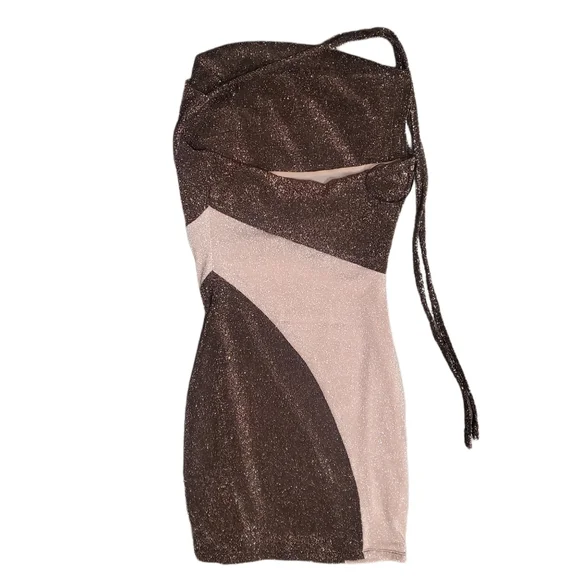 NAKED WARDROBE Sparkly Cowl Neck Mini Dress S - Picture 8 of 13